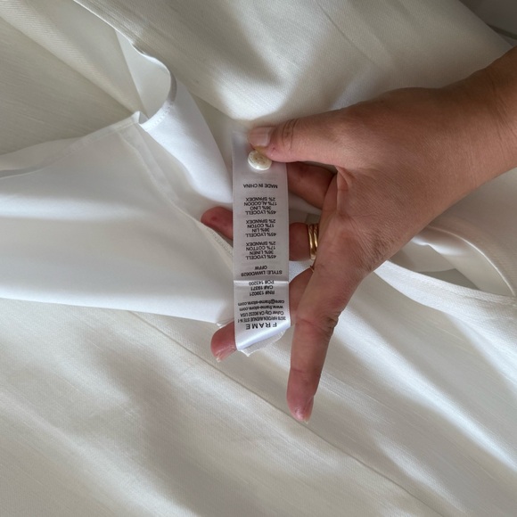 Frame Denim White Sleeveless Dress Midi Collared Cut Out White Button Up - Picture 4 of 5